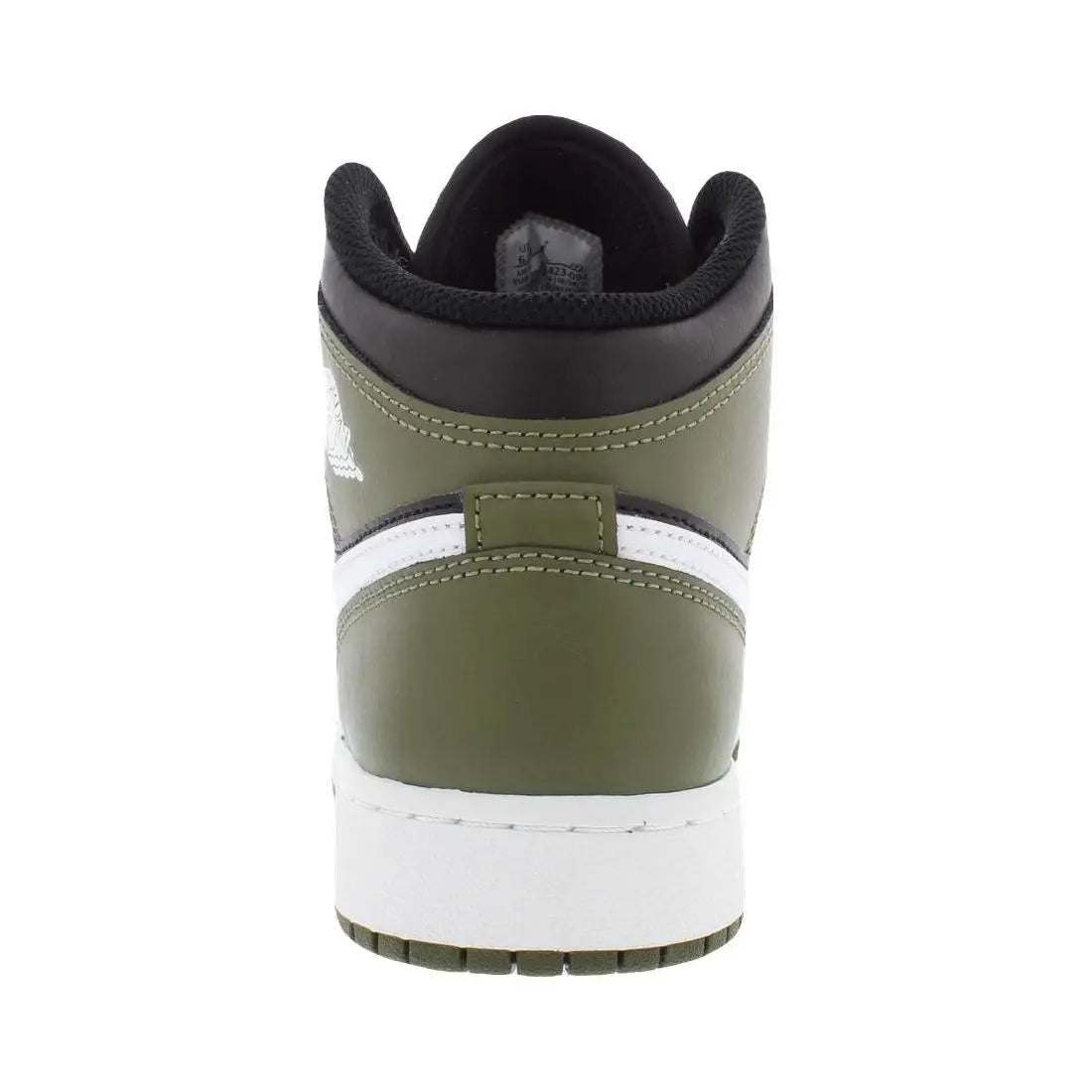 For for Air for 1 Mid GS Boys Basketball Shoes Breathable Mesh Upper Cushioned EVA Midsole Black White Medium Olive