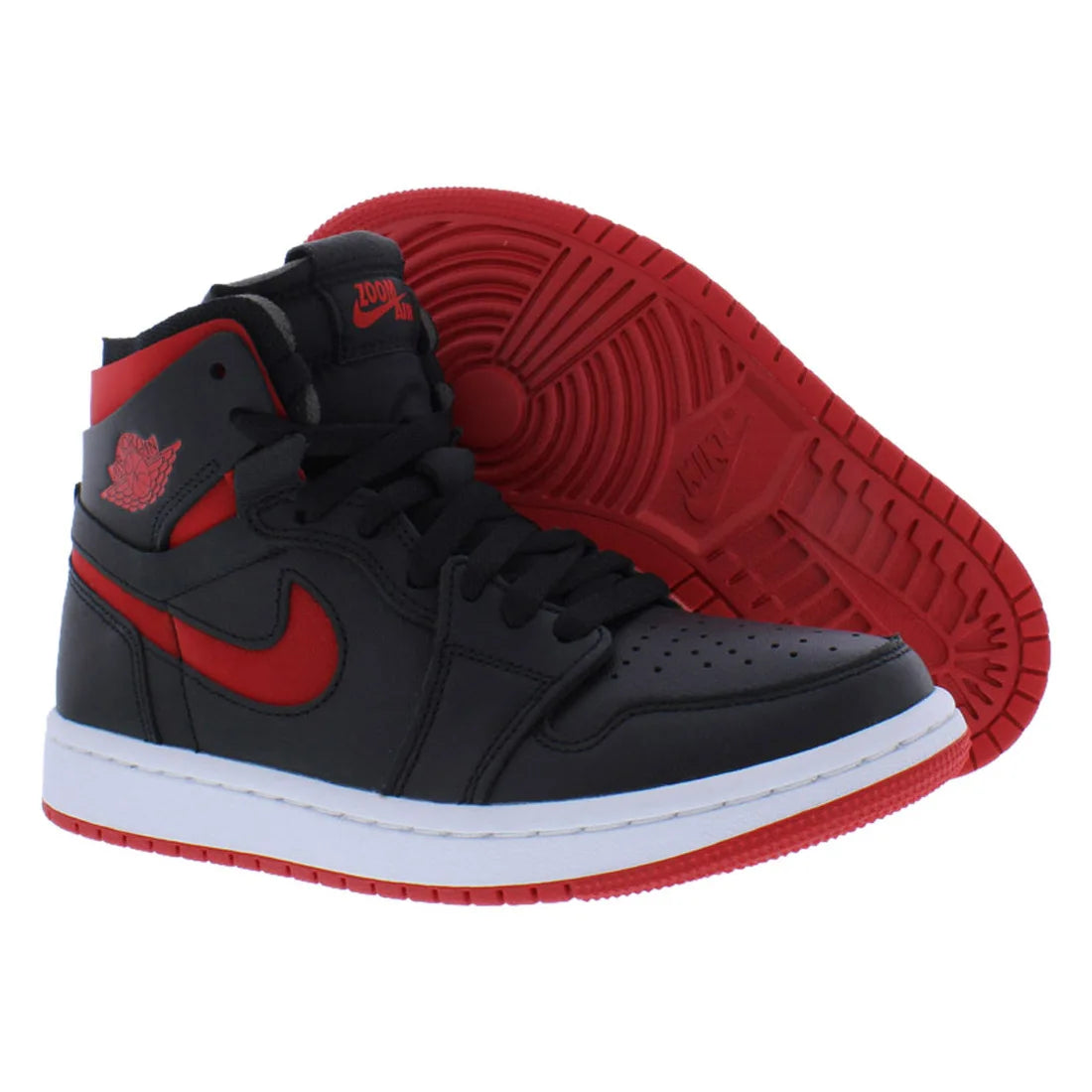 Nike Air Jordan 1 Zoom Air Cmft Women's Basketball Shoes Black/University Red/White Color Scheme - 100% Authentic