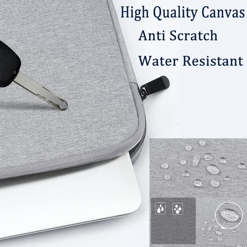For ZEUSLAP 16inch Portable Monitor Bag Waterproof Canvas Flocking Sleeve Anti-Drop Zip Pouch Carry Case