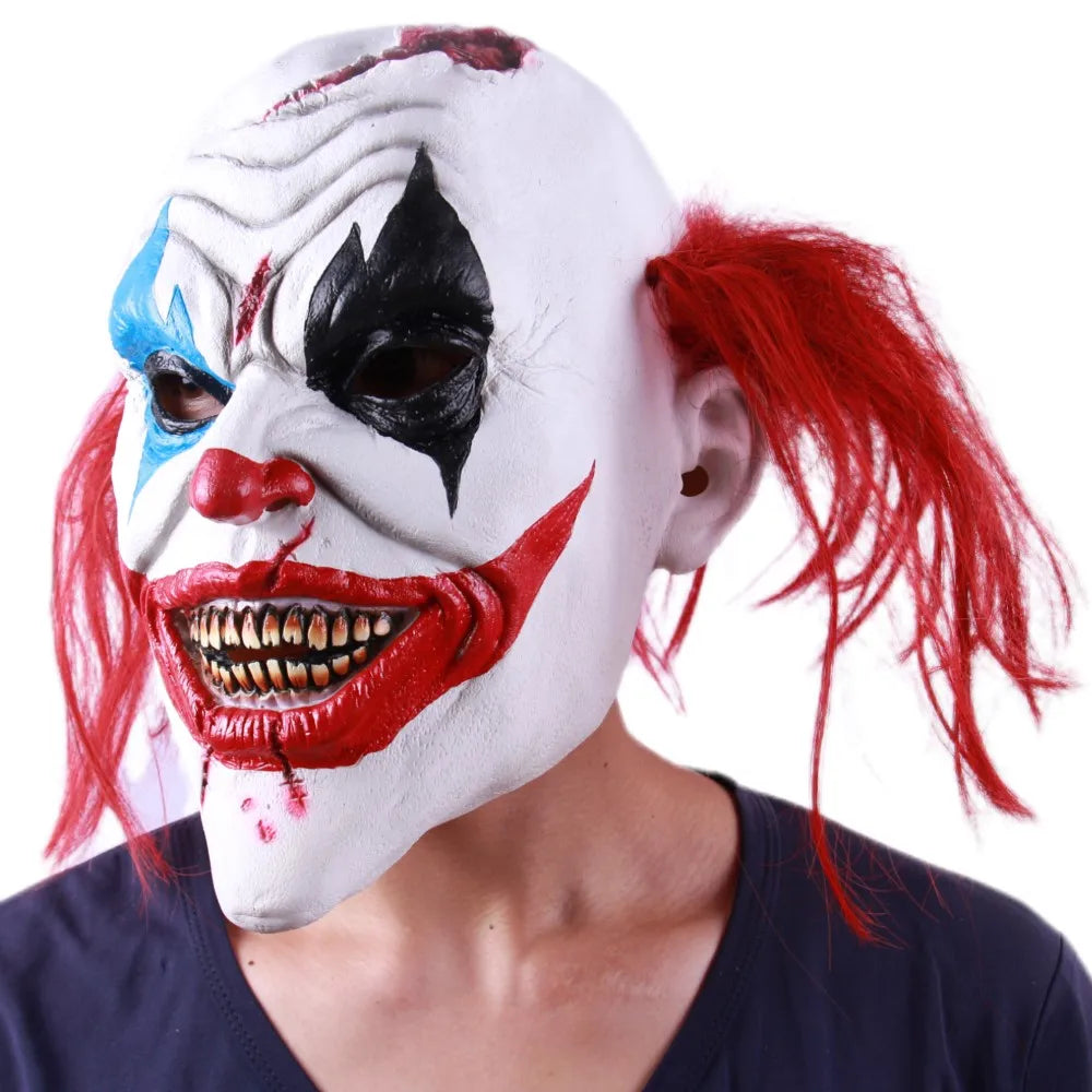 Masque de cosplay zombie de Noël en latex, cagoule de fantôme avec crâne d’horreur et sourire de Joker en caoutchouc, masque intégral de fête OEM