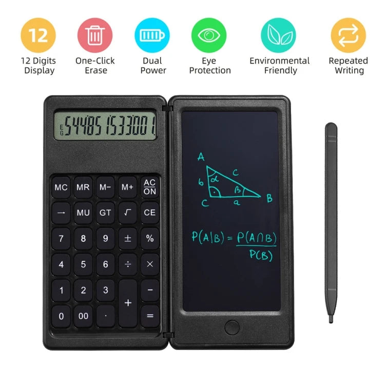 Multifunction Factory Price Basic Model 6 Inch Learning Business Office Portable Foldable LCD Writing Board Calculator