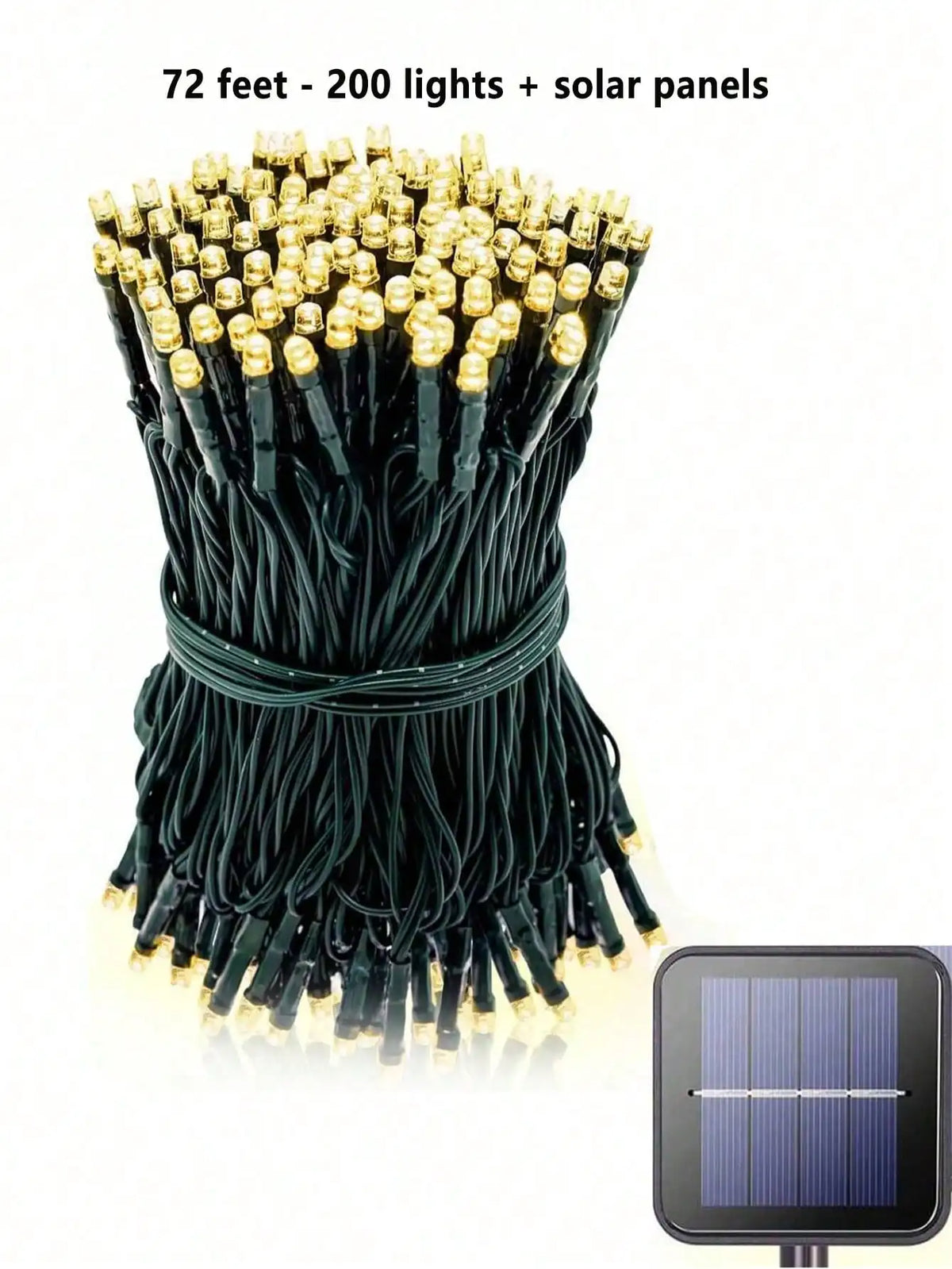 Solar Powered LED String Lights,22m200 LED, 8 Functions Button Control, Waterproof,Warm White, Suitable Wall Bedroom Decoration
