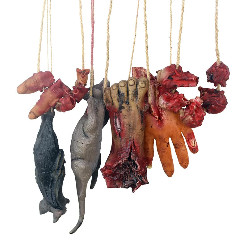 Halloween Horror Hanging Prop Fake Dead Mouse Bat Bloody Hand Feet Halloween Party Decoration Haunted House Decor Prop Ornament