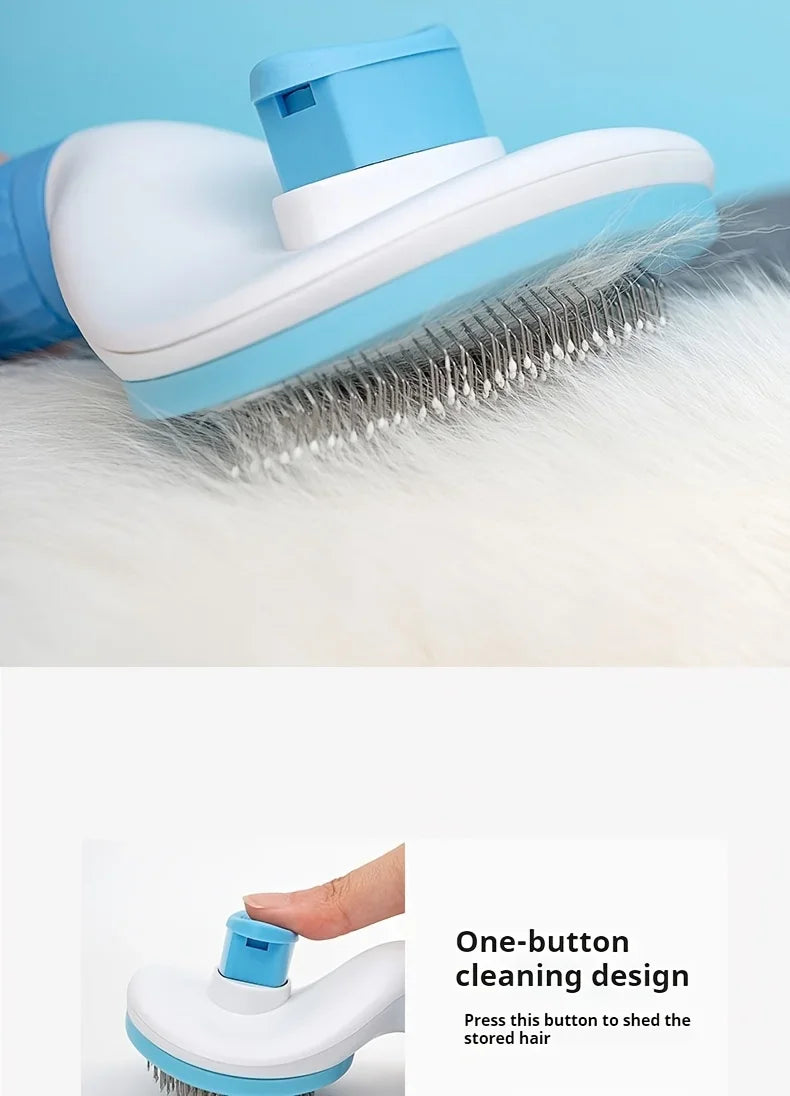 Easy One-Click Pet Grooming Essential: Pet Hair Removal Brush – Gentle Care for Dogs and Cats