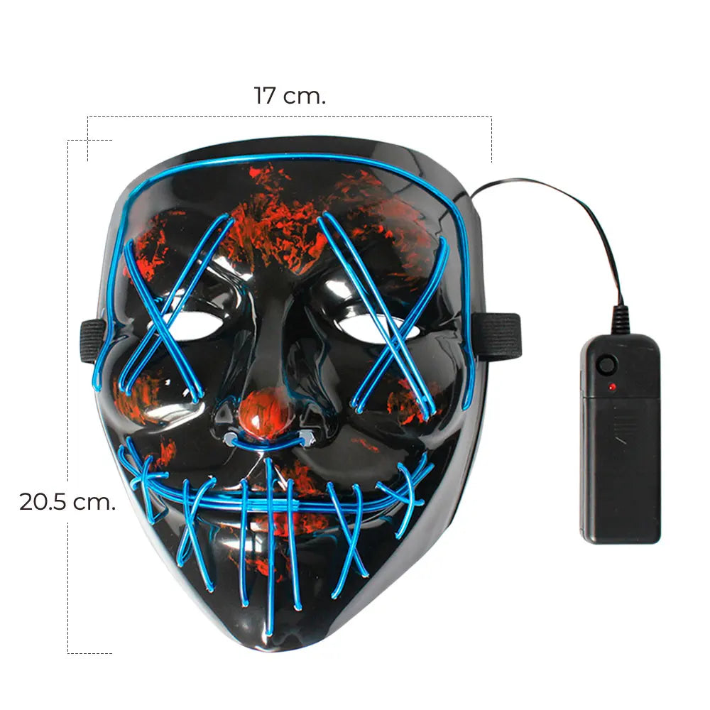 LED Light Mask for Halloween Purge Cosplay Costume Geometric Pattern Plastic Party Masquerade Mask Batteries Included Trendy