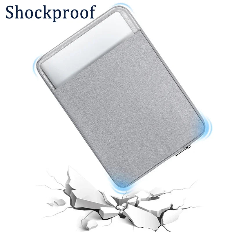 For ZEUSLAP 16inch Portable Monitor Bag Waterproof Canvas Flocking Sleeve Anti-Drop Zip Pouch Carry Case