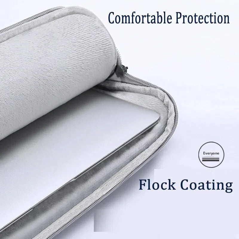 For ZEUSLAP 16inch Portable Monitor Bag Waterproof Canvas Flocking Sleeve Anti-Drop Zip Pouch Carry Case