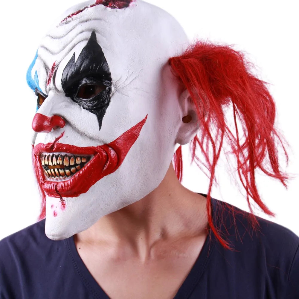 Masque de cosplay zombie de Noël en latex, cagoule de fantôme avec crâne d’horreur et sourire de Joker en caoutchouc, masque intégral de fête OEM