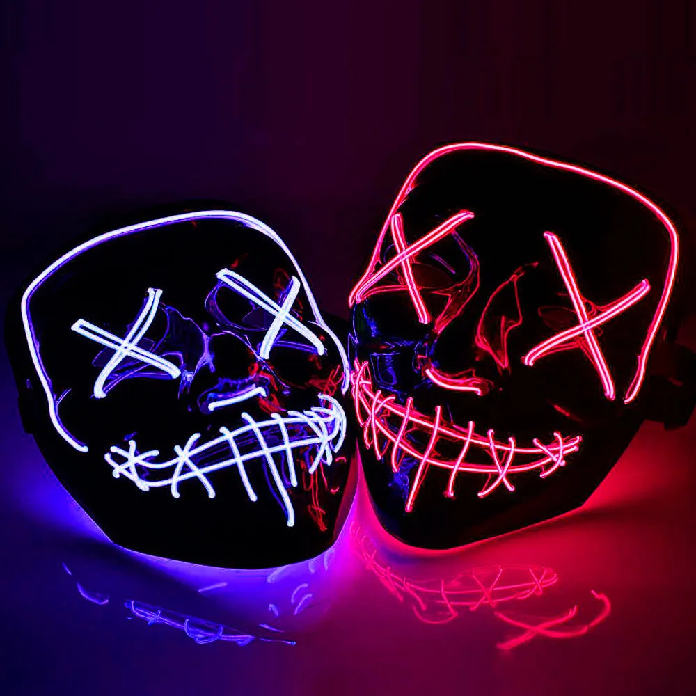 ELEGATE LED Light-Up Plastic Full Face Adult Party Masks with Cartoon Pattern for Superior Scary & Creepy Halloween in Mexico
