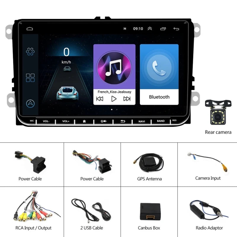 Large 9-inch Central Control Screen 1+16G Storage Carplay Android10.0 Navigator Player for Volkswagen Electronic Consumer