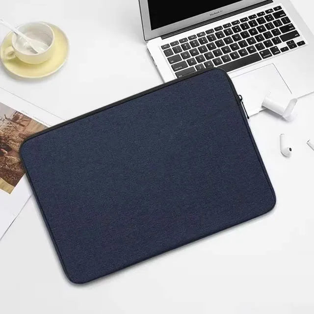 For ZEUSLAP 16inch Portable Monitor Bag Waterproof Canvas Flocking Sleeve Anti-Drop Zip Pouch Carry Case