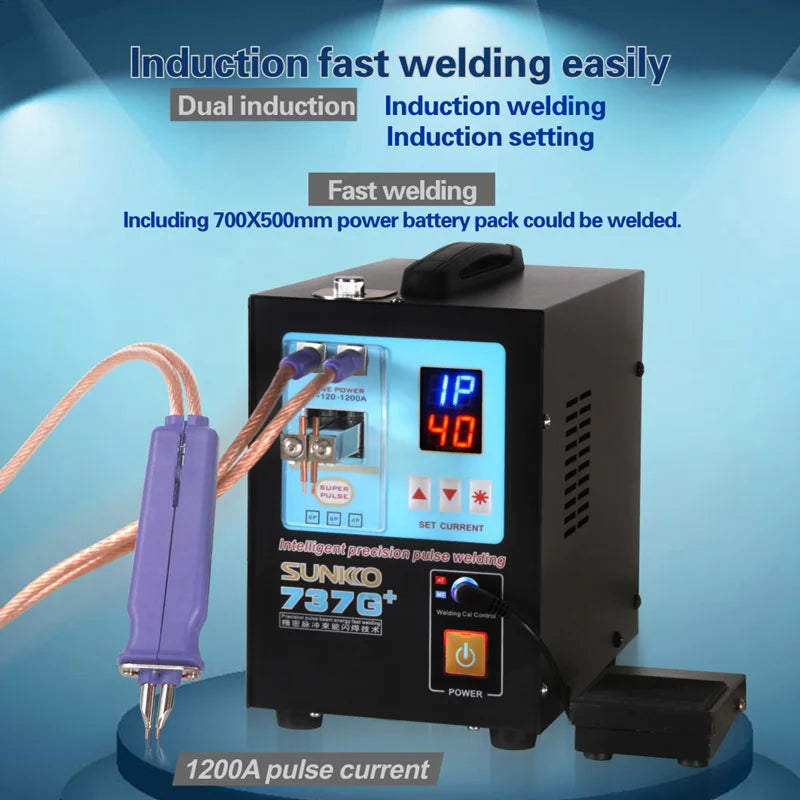 SUNKKO 737G+ Intelligent Induction Handheld Spot Welder Large 18650 Battery Pack New Condition DIS for Welding Equipment