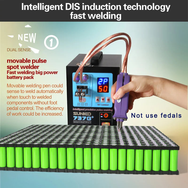 SUNKKO 737G+ Intelligent Induction Handheld Spot Welder Large 18650 Battery Pack New Condition DIS for Welding Equipment