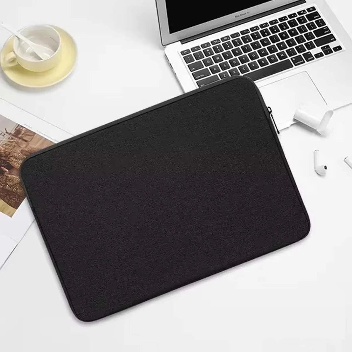 For ZEUSLAP 16inch Portable Monitor Bag Waterproof Canvas Flocking Sleeve Anti-Drop Zip Pouch Carry Case