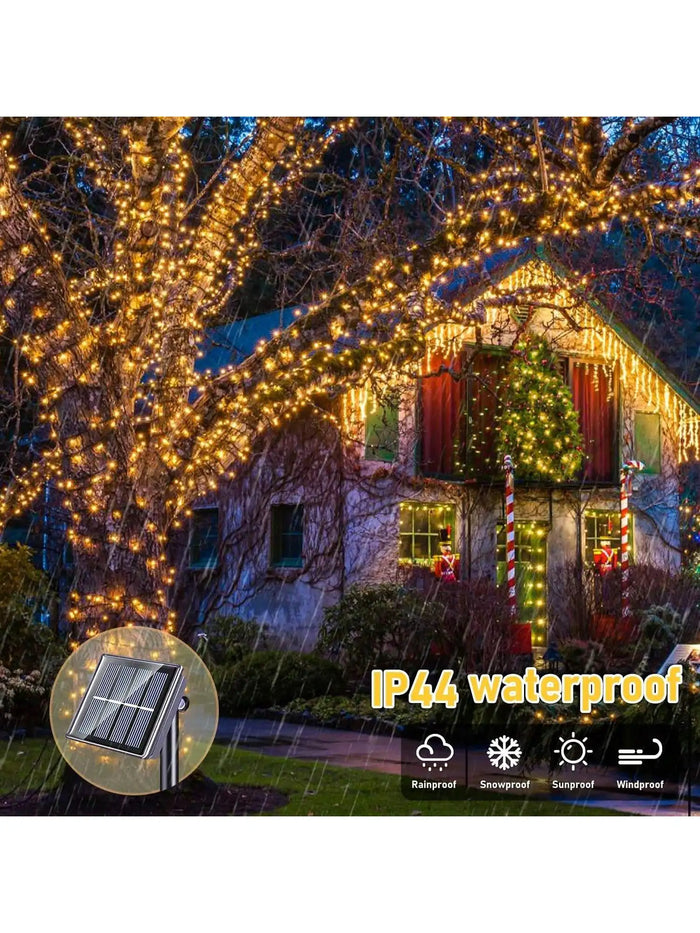 Solar Powered LED String Lights,22m200 LED, 8 Functions Button Control,  Waterproof,Warm White, Suitable Wall Bedroom Decoration
