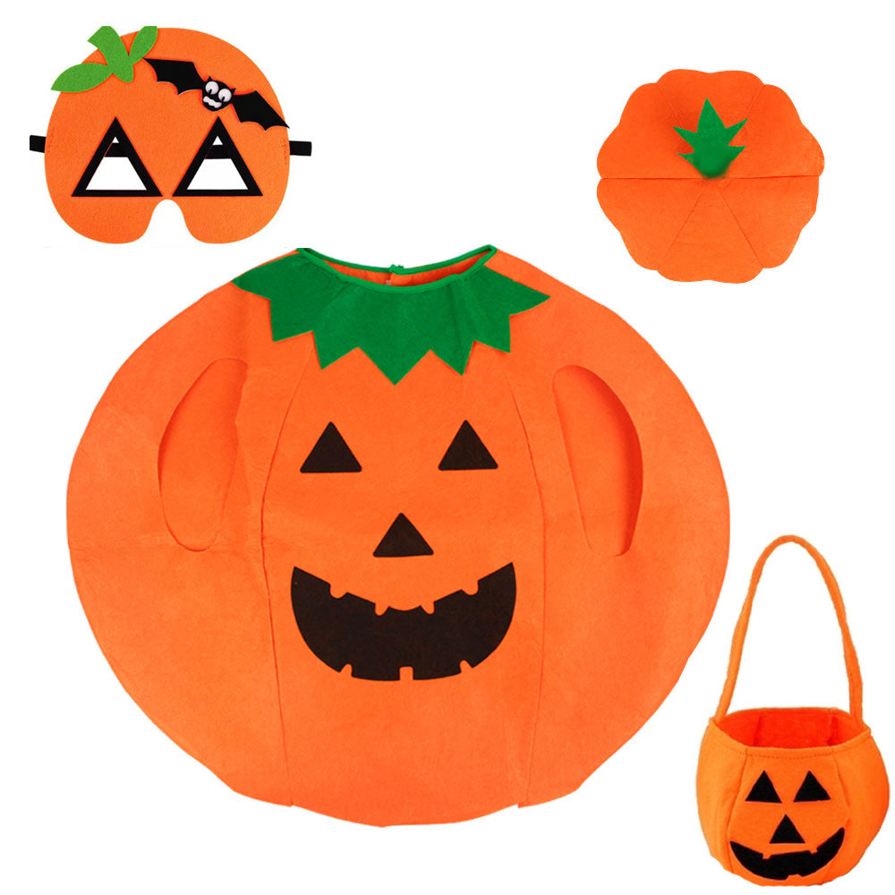 Costume de citrouille d'Halloween, vêtements de performance pour la Journée des enfants, vêtements de fruits, joli chapeau de citrouille, décoration de fête, sac de bonbons