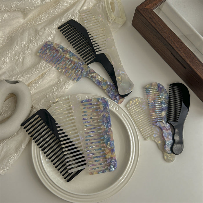 Peigne à cheveux vintage raffiné en acétate de style coréen, grand peigne à dents larges, peigne pour cheveux bouclés, style star d’Internet, accessoire pour cheveux pour femme