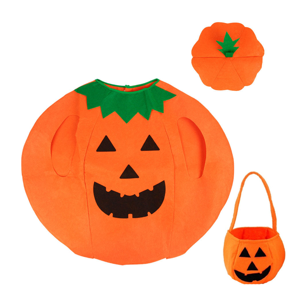 Costume de citrouille d'Halloween, vêtements de performance pour la Journée des enfants, vêtements de fruits, joli chapeau de citrouille, décoration de fête, sac de bonbons
