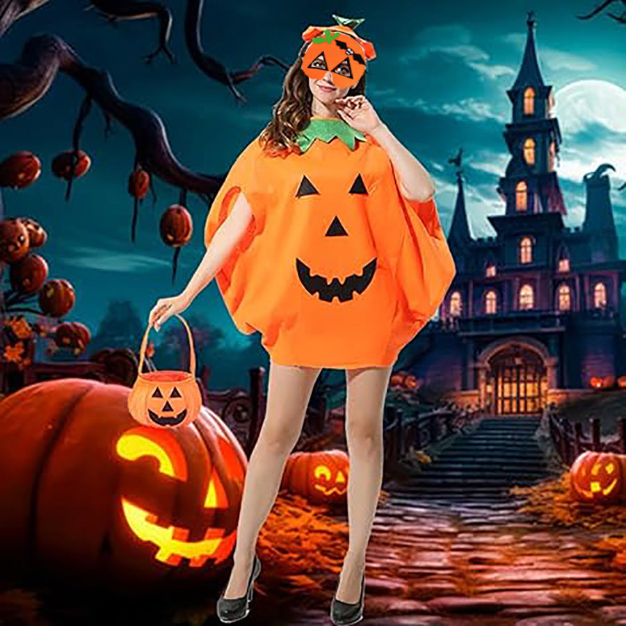 Costume de citrouille d'Halloween, vêtements de performance pour la Journée des enfants, vêtements de fruits, joli chapeau de citrouille, décoration de fête, sac de bonbons