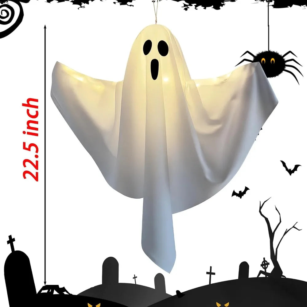 Halloween Ghost Hanging Decorations Halloween Hanging Light Up White Flying Ghosts Tree Window Wall Scary Ornament 50X40cm
