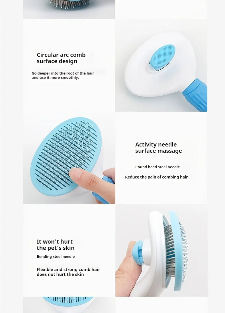 Easy One-Click Pet Grooming Essential: Pet Hair Removal Brush – Gentle Care for Dogs and Cats