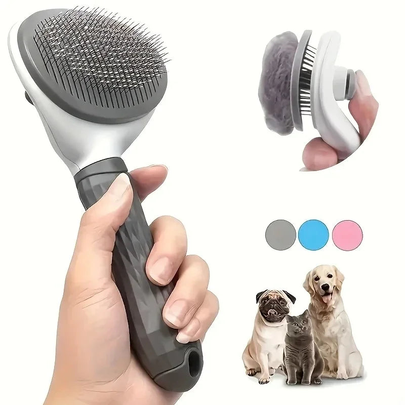 Easy One-Click Pet Grooming Essential: Pet Hair Removal Brush – Gentle Care for Dogs and Cats