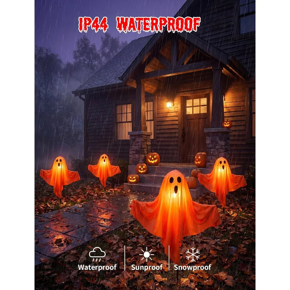 Halloween Ghost Hanging Decorations Halloween Hanging Light Up White Flying Ghosts Tree Window Wall Scary Ornament 50X40cm