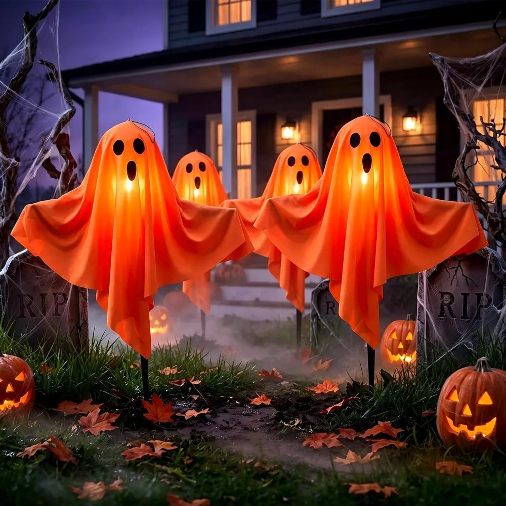 Halloween Ghost Hanging Decorations Halloween Hanging Light Up White Flying Ghosts Tree Window Wall Scary Ornament 50X40cm